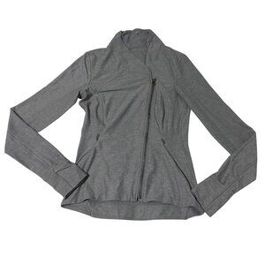 Lululemon Womens Gray Full-Zip Jacket Size 6 With Thumbholes & Side Pockets